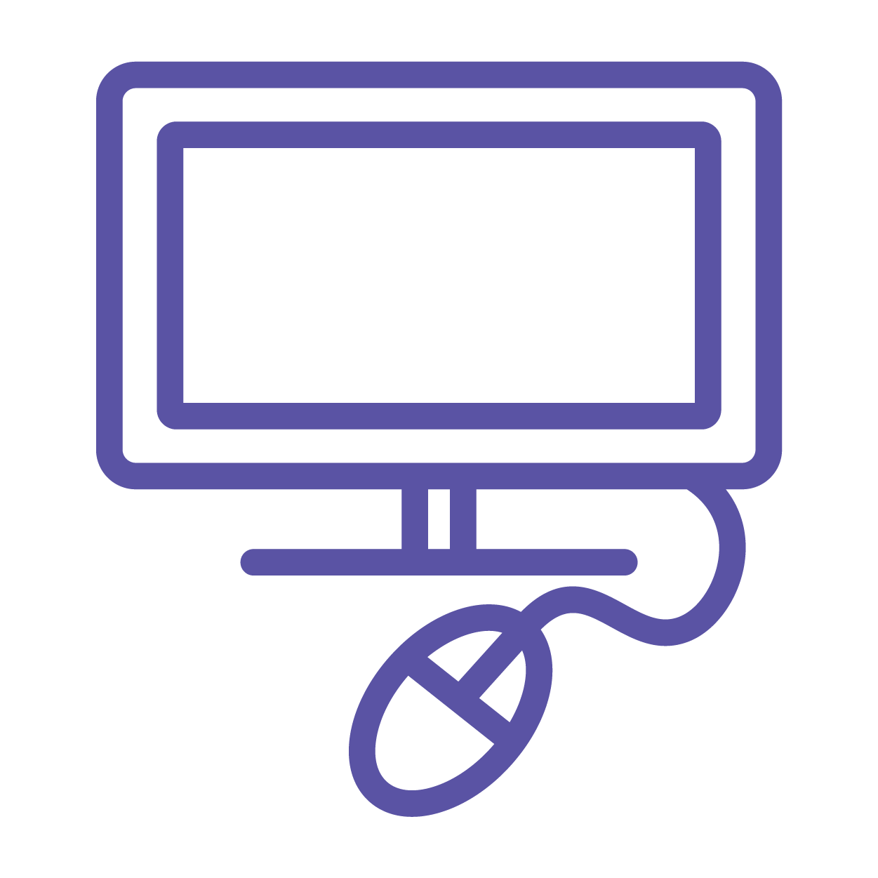 Outline drawing of a computer monitor with a mouse
