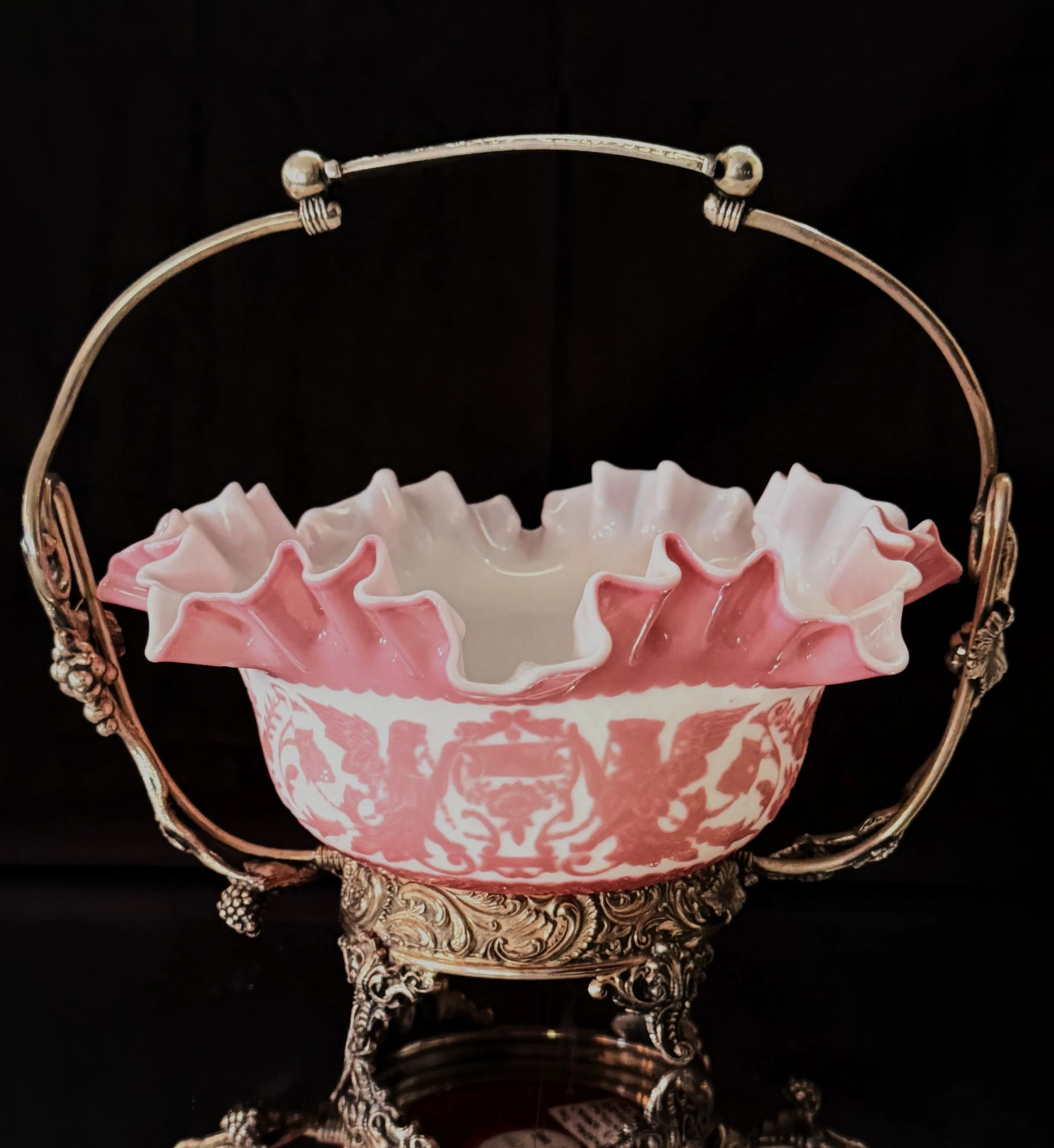 Mt Washington Glass company cameo brides basket