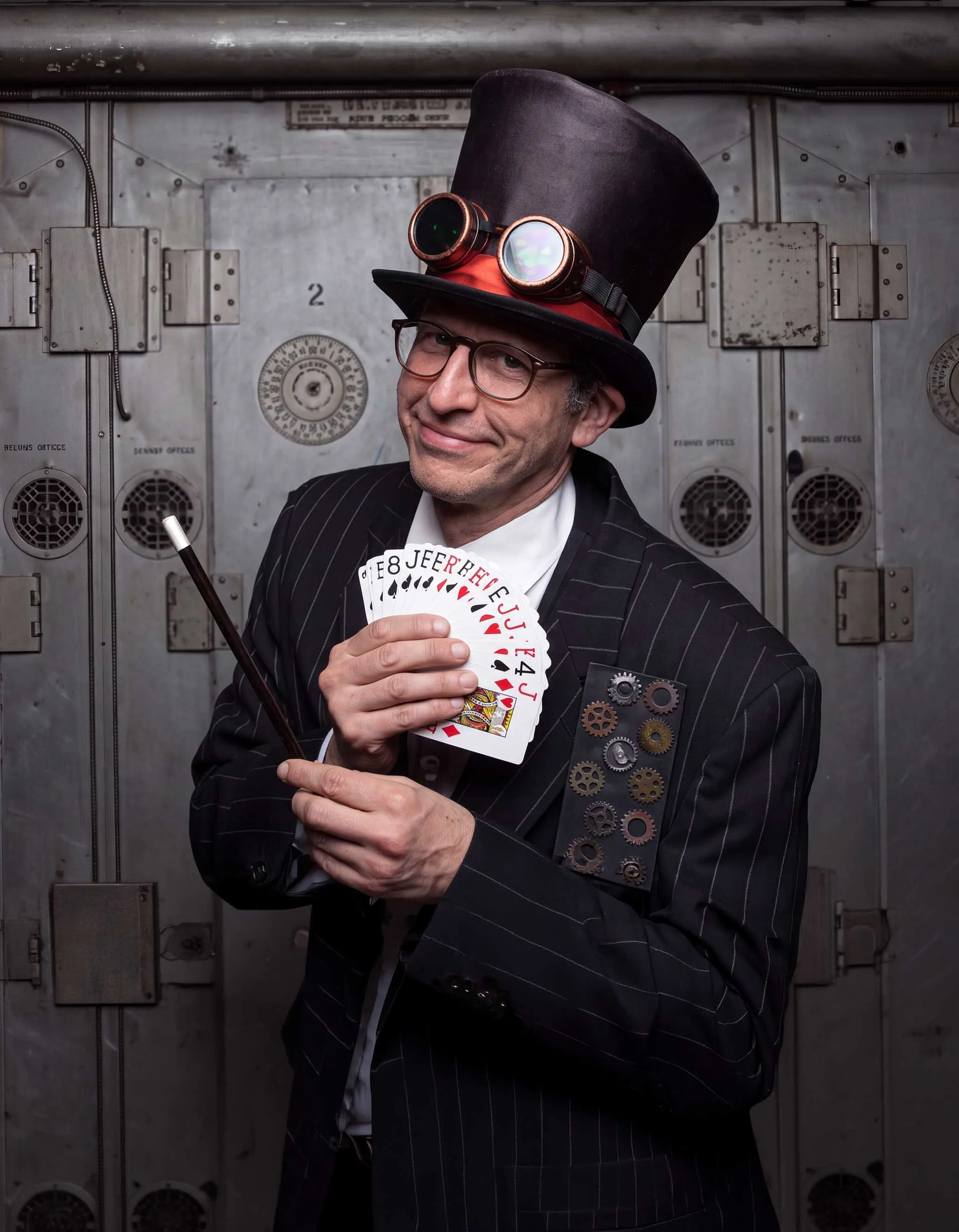 Magician with cards doing magic