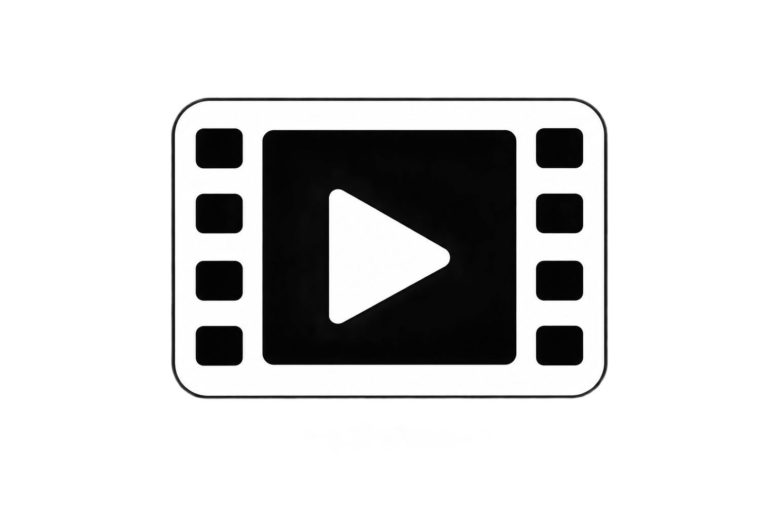 Backlit icon of a film strip with a play button in the center, representing a video or media playback.