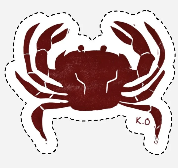 Crab Sticker Lino Print
