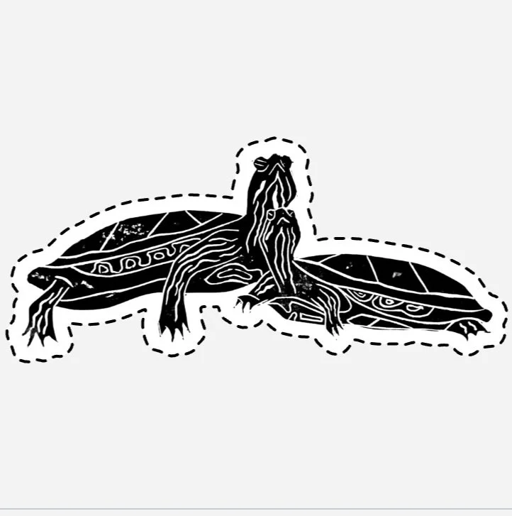 Turtle Sticker Lino Print