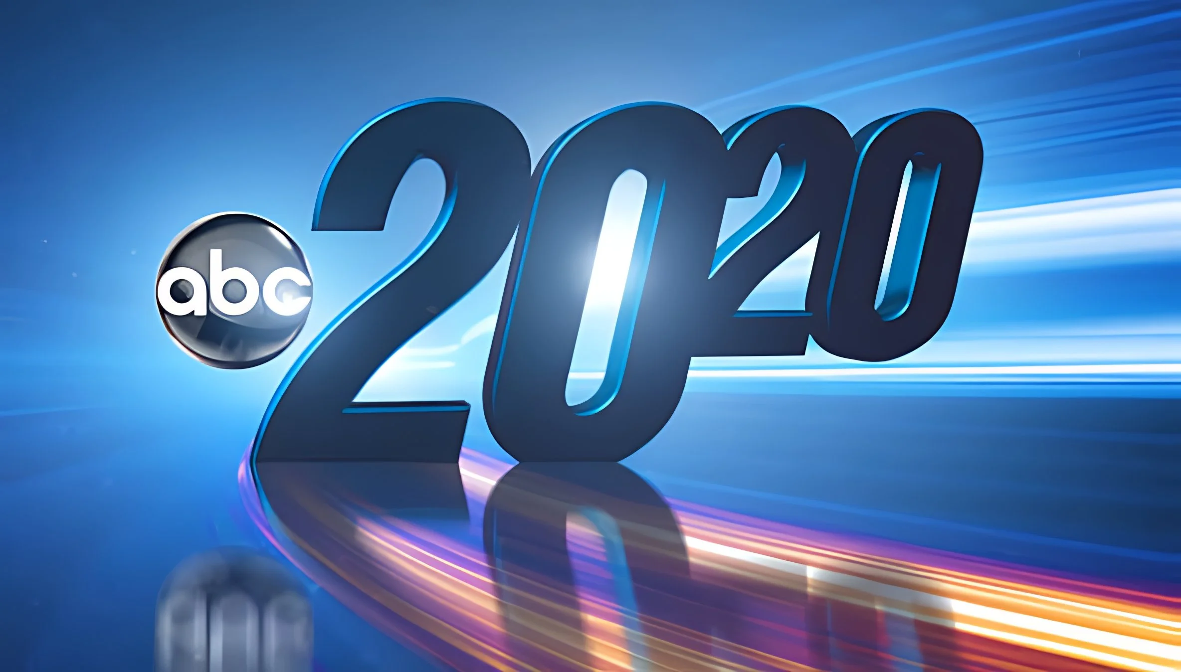 ABC 20/20 logo with blue background and colorful light streaks.