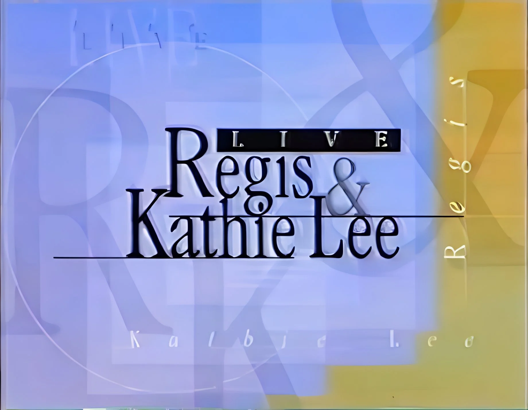 Neon sign with text 'LIVE Regis & Kathie Lee' against a blue and yellow background.