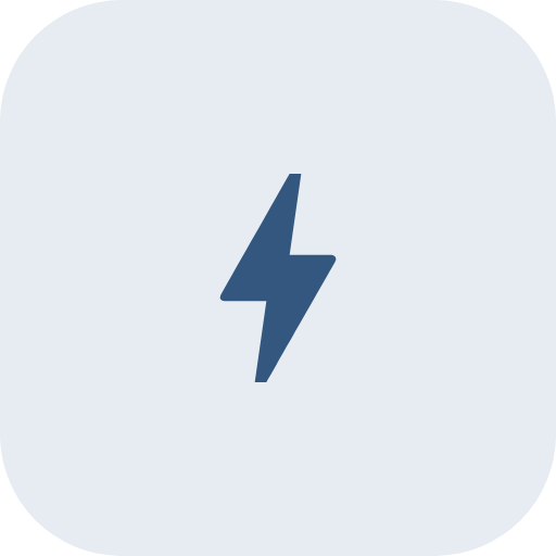A blue lightning bolt icon on a light gray background.
