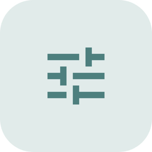 A minimalist logo with several horizontal lines of varying lengths and a vertical line intersecting them.