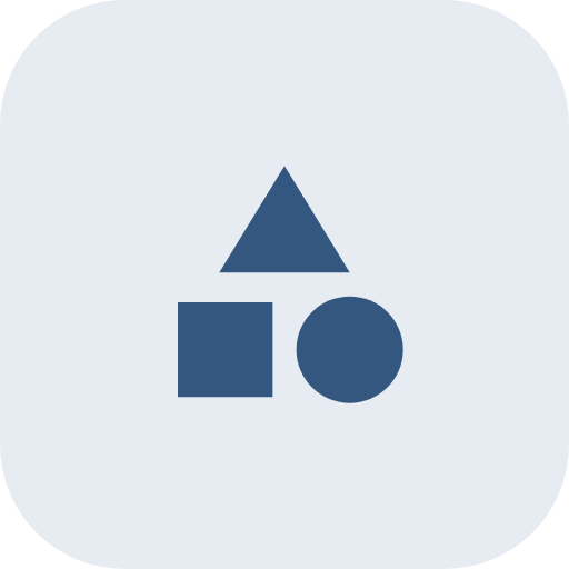 Simple icon with a blue triangle, square, and circle arranged vertically.