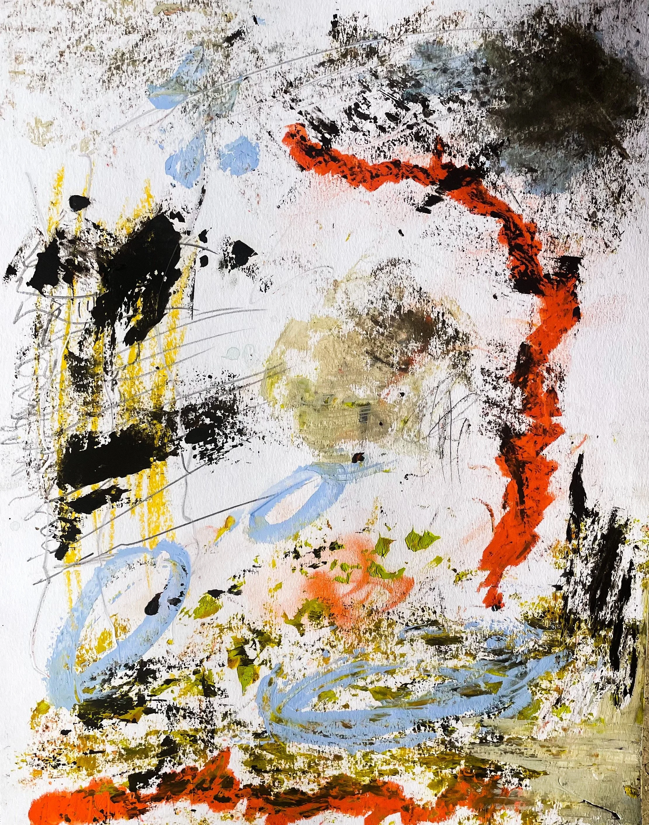 Oil & pastel on paper. 9x12in.