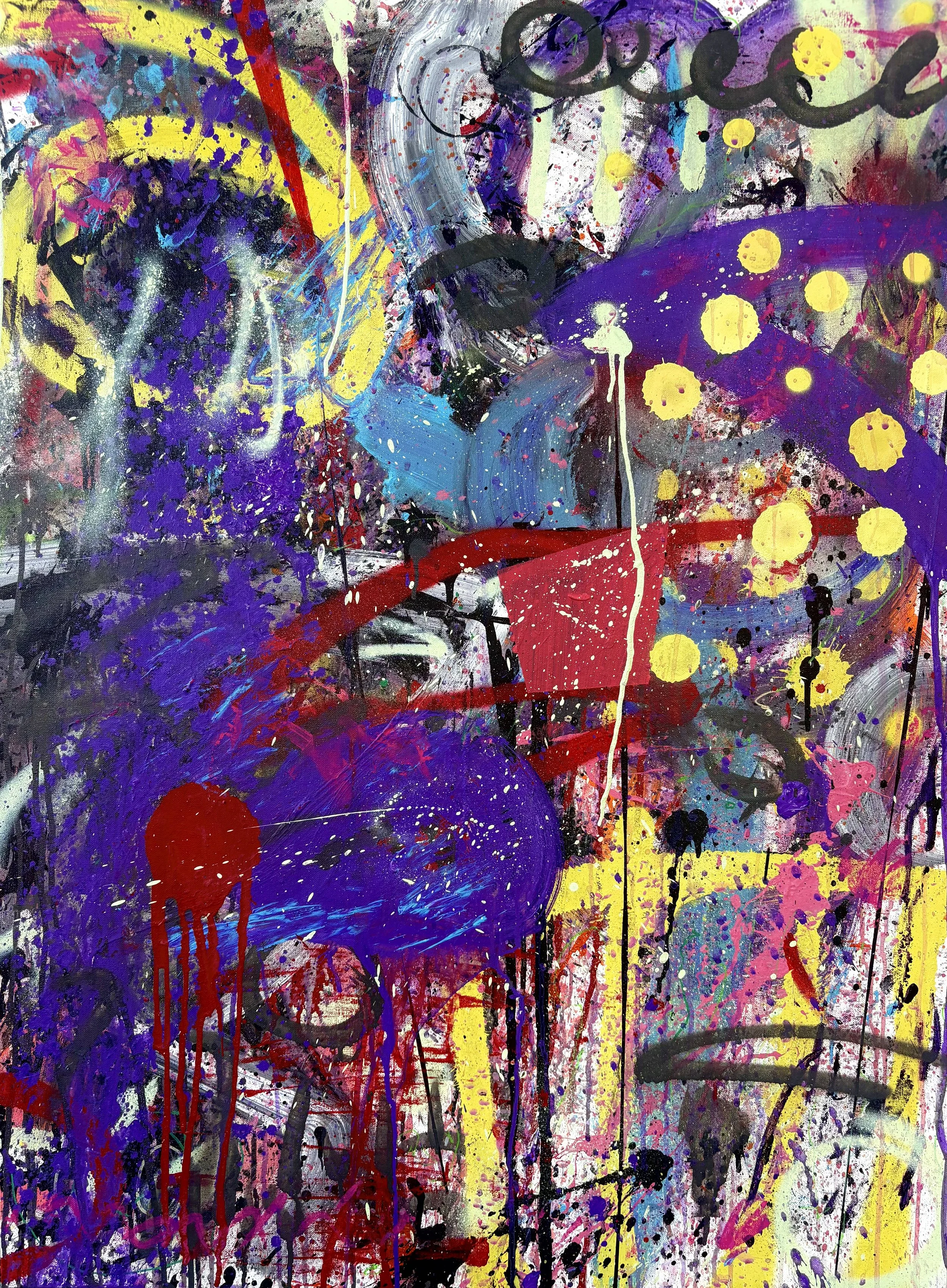 Home is Where No. 3. Acrylic & spray paint on canvas. 30x40in.