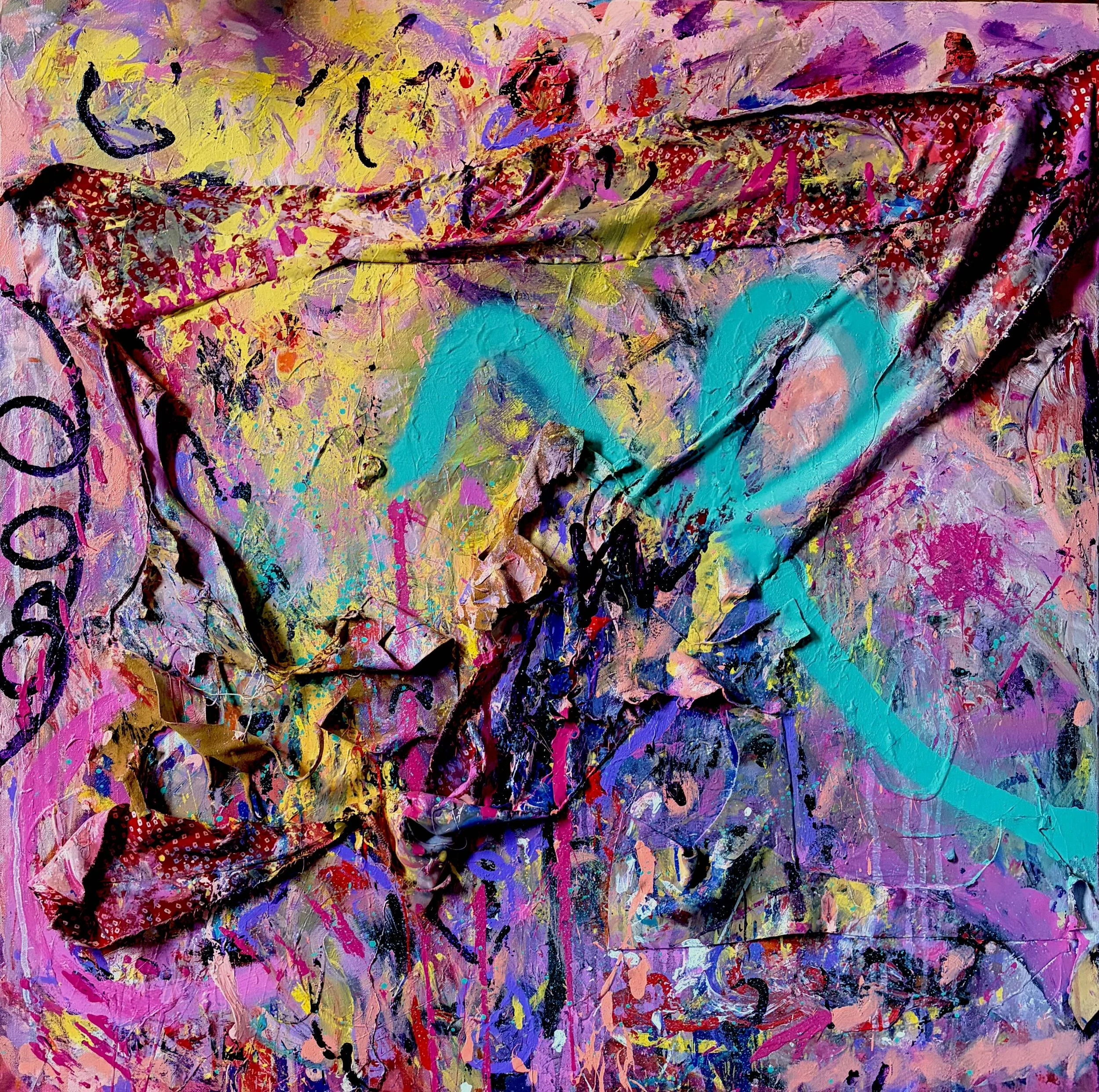 From Me to You. Mixed media on canvas. 3x3ft.