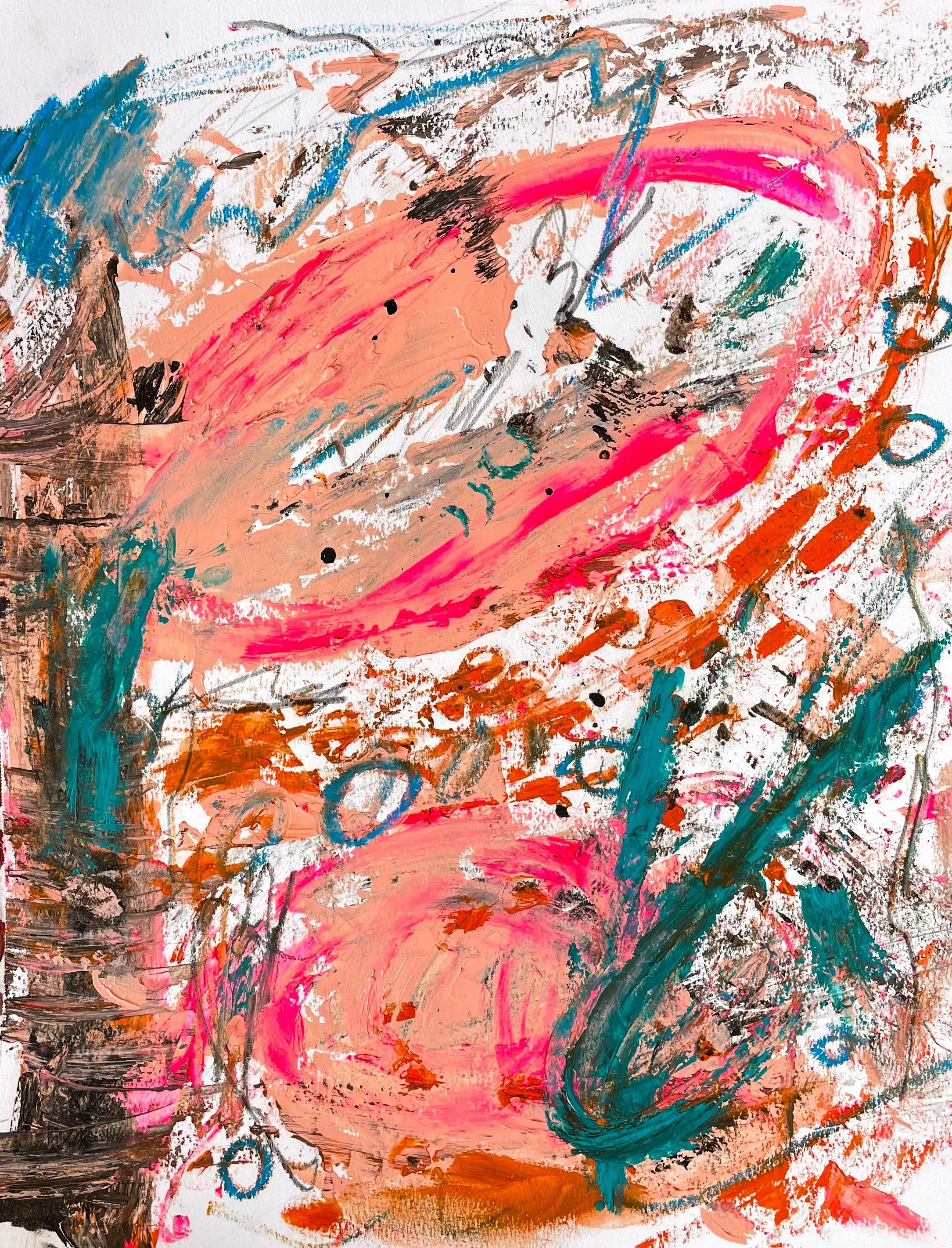Oil & pastel on paper. 9x12in.