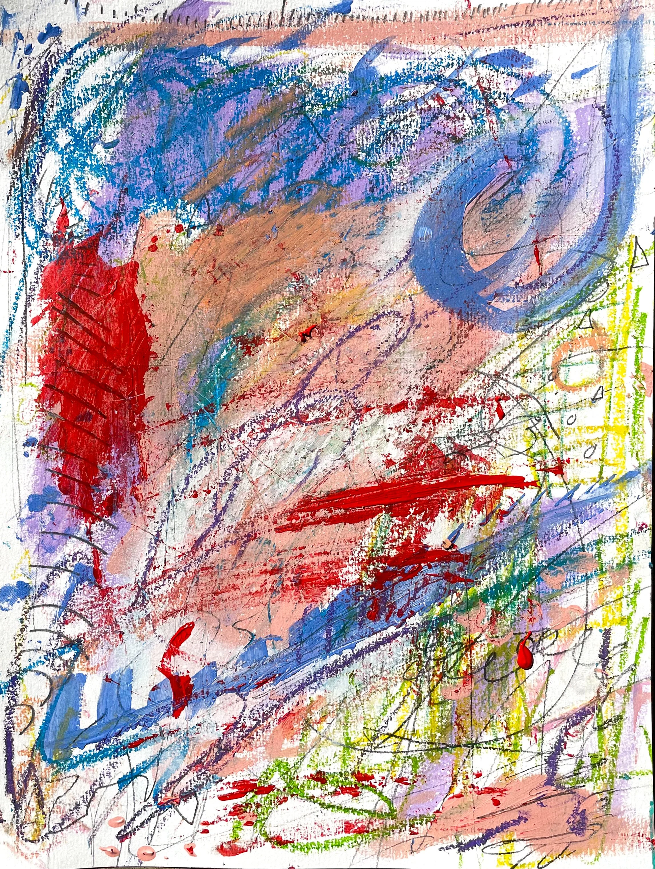 Oil & pastel on paper. 9x12in.
