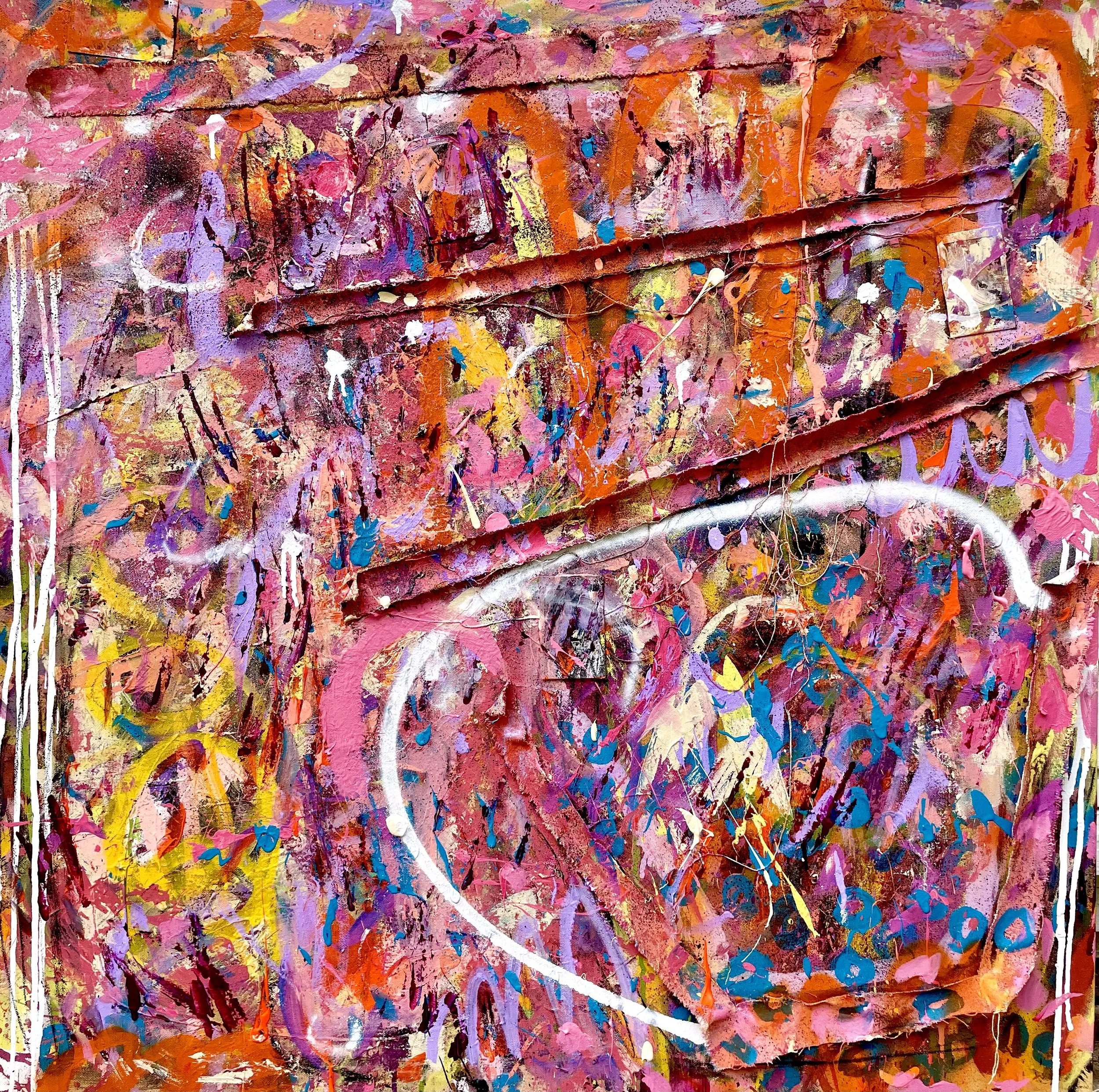 Wen We Break Our Patterns. Acrylic & spray paint on canvas. 36x36in.