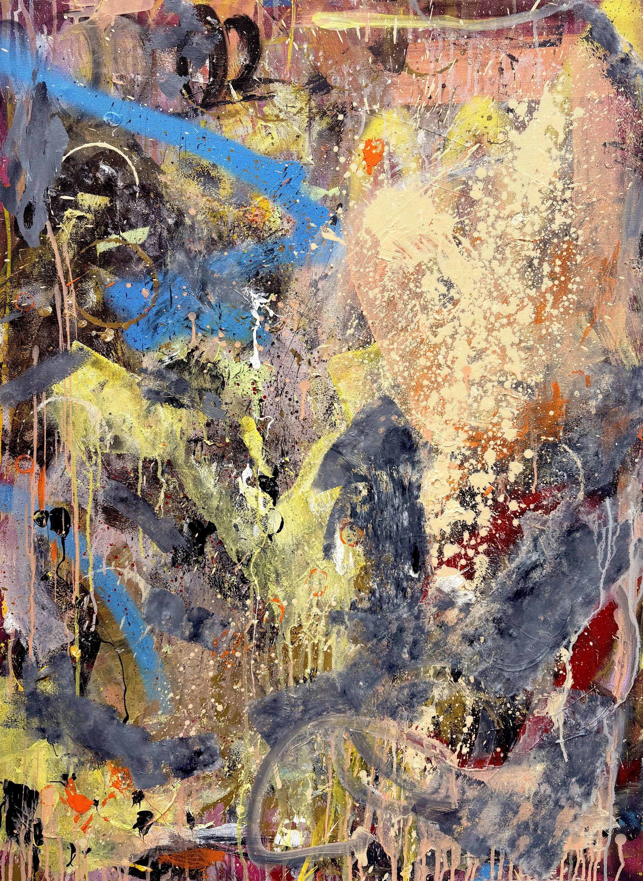 Home is Where No. 4. Acrylic & spray paint on canvas. 30x40in.