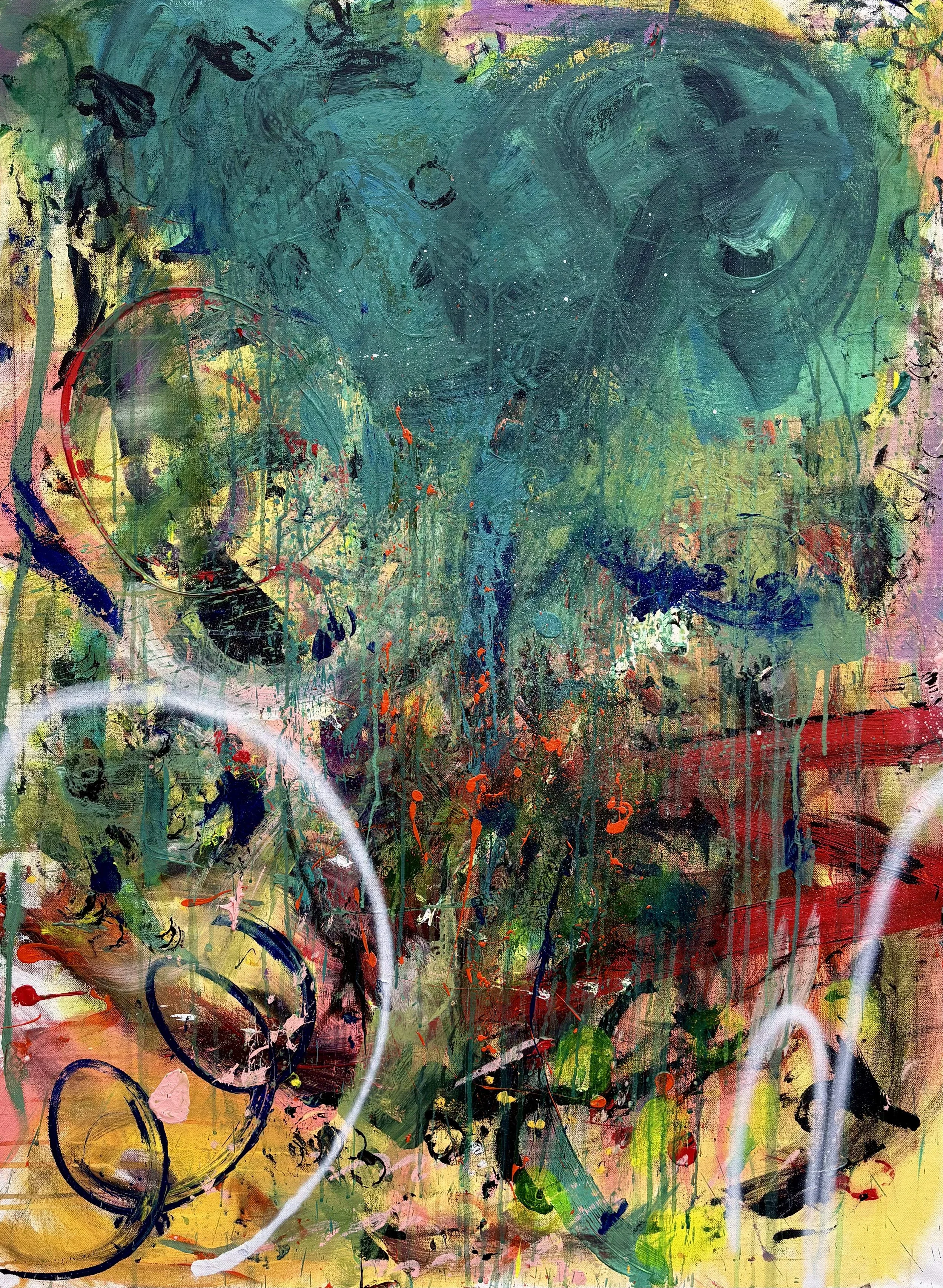 Suspension. Acrylic & spray paint on canvas. 36x48in.