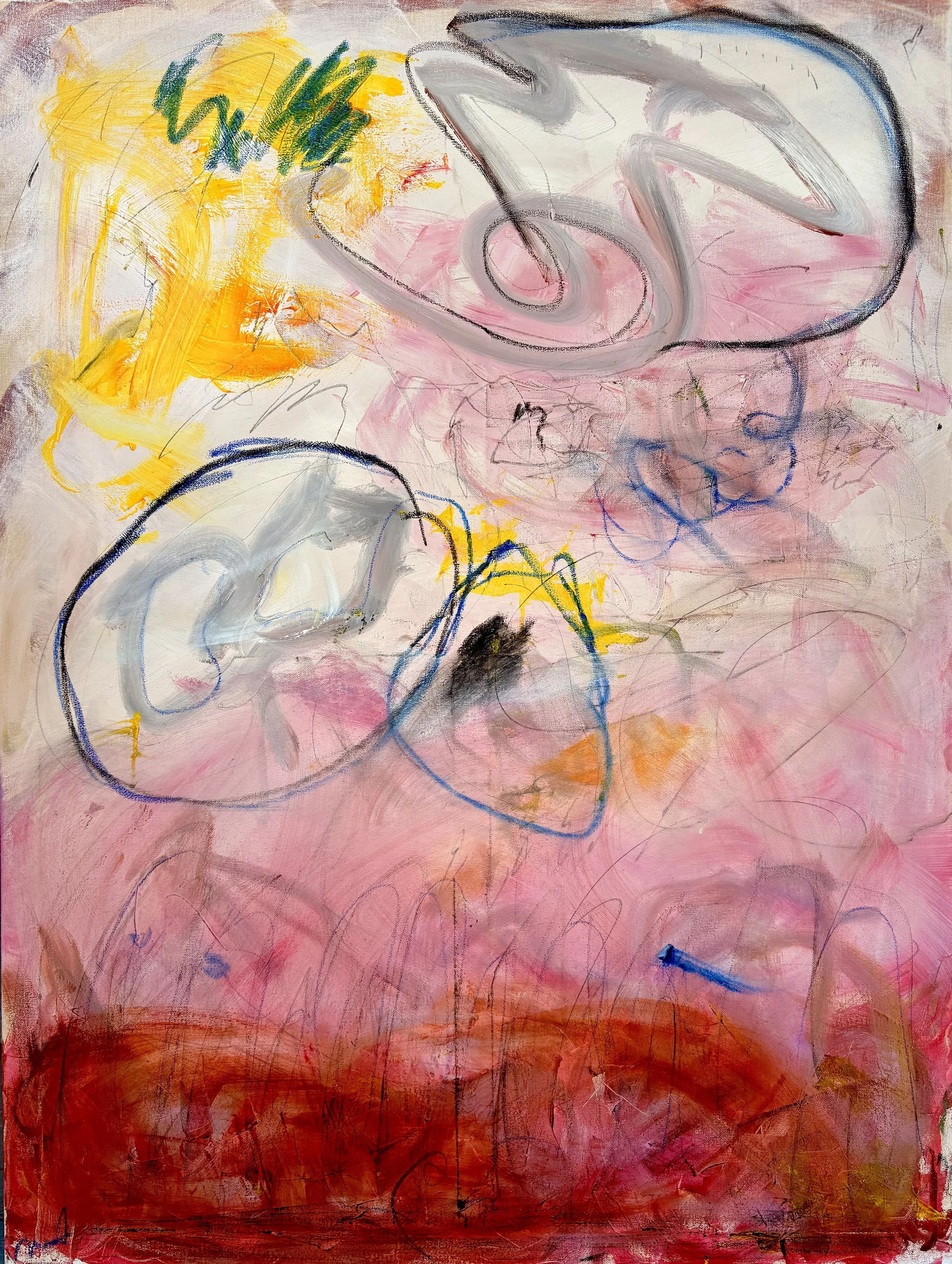 Autumn Horizon in Chicago. Oil, pastel, and charcoal on canvas. 30x40in.
