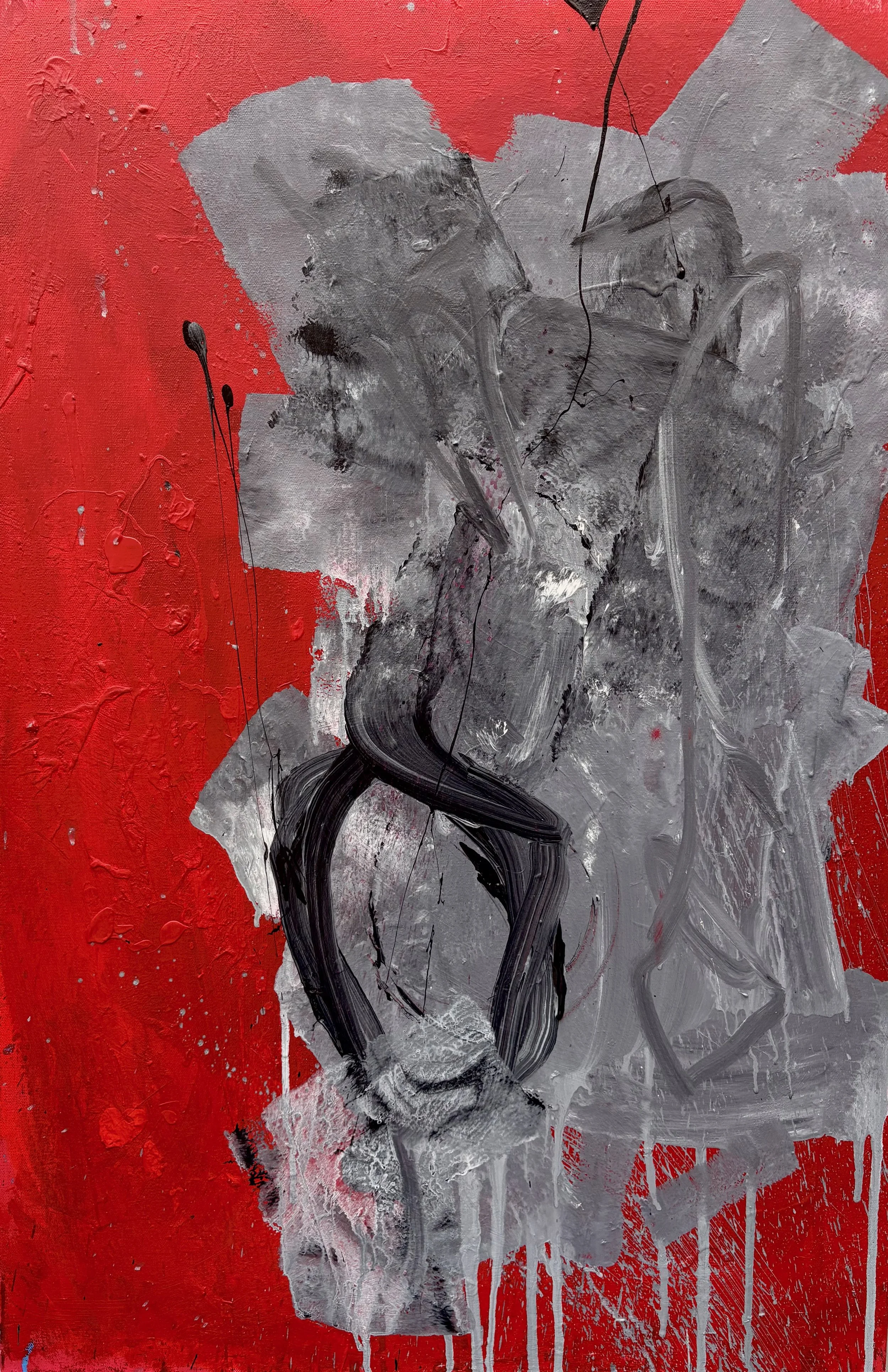 Three Colors (Red). Acrylic on canvas. 24x36in.