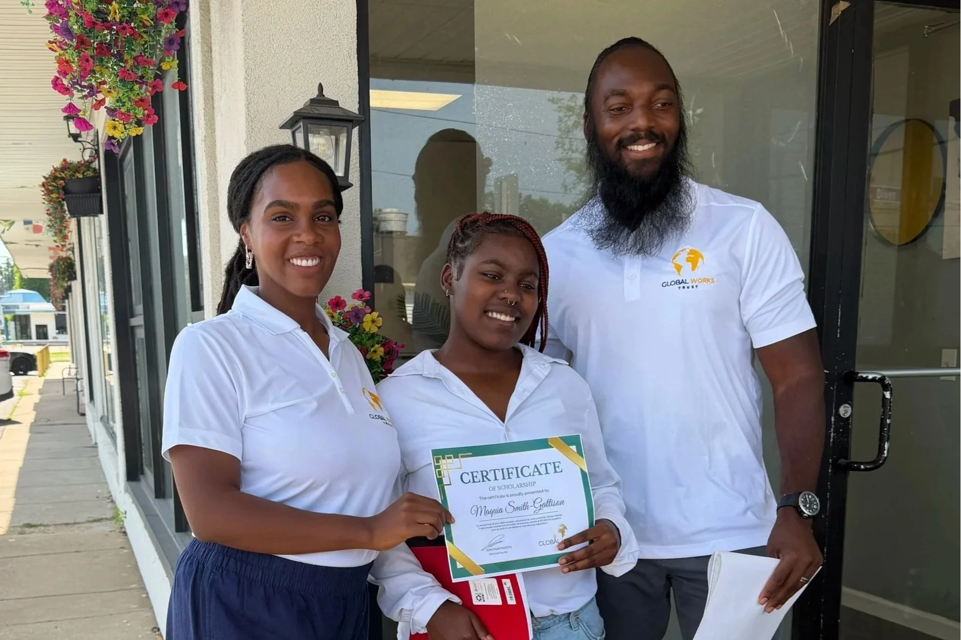 High school senior receiving a $17,500 cosmetology scholarship through CFFYD