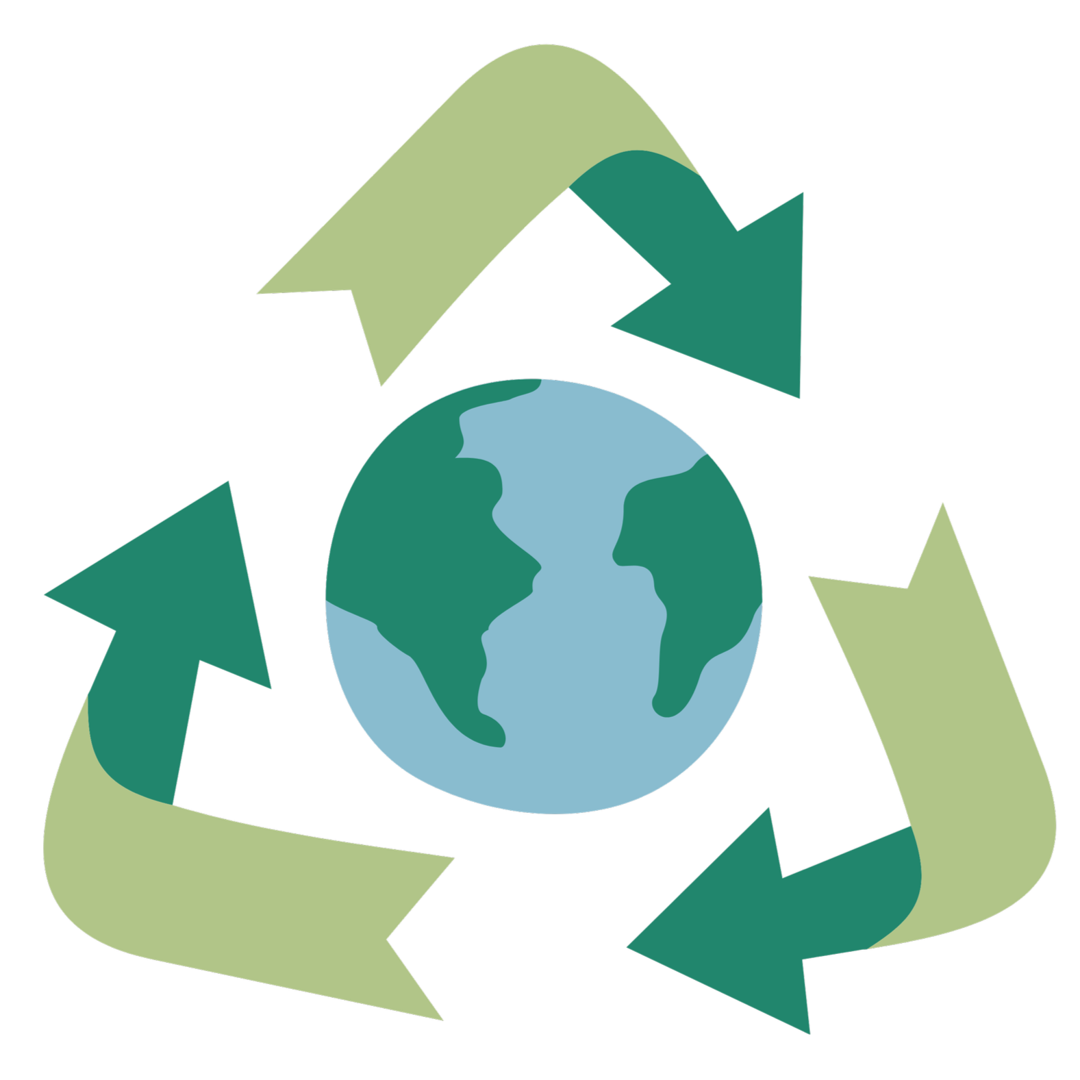 A graphic illustration of the Earth surrounded by green recycling arrows, symbolizing environmental sustainability.