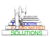 A hand placing a yellow block labeled 'Y' onto a staircase with other blocks spelling 'YOUTH EMPOWERED SOLUTIONS'
