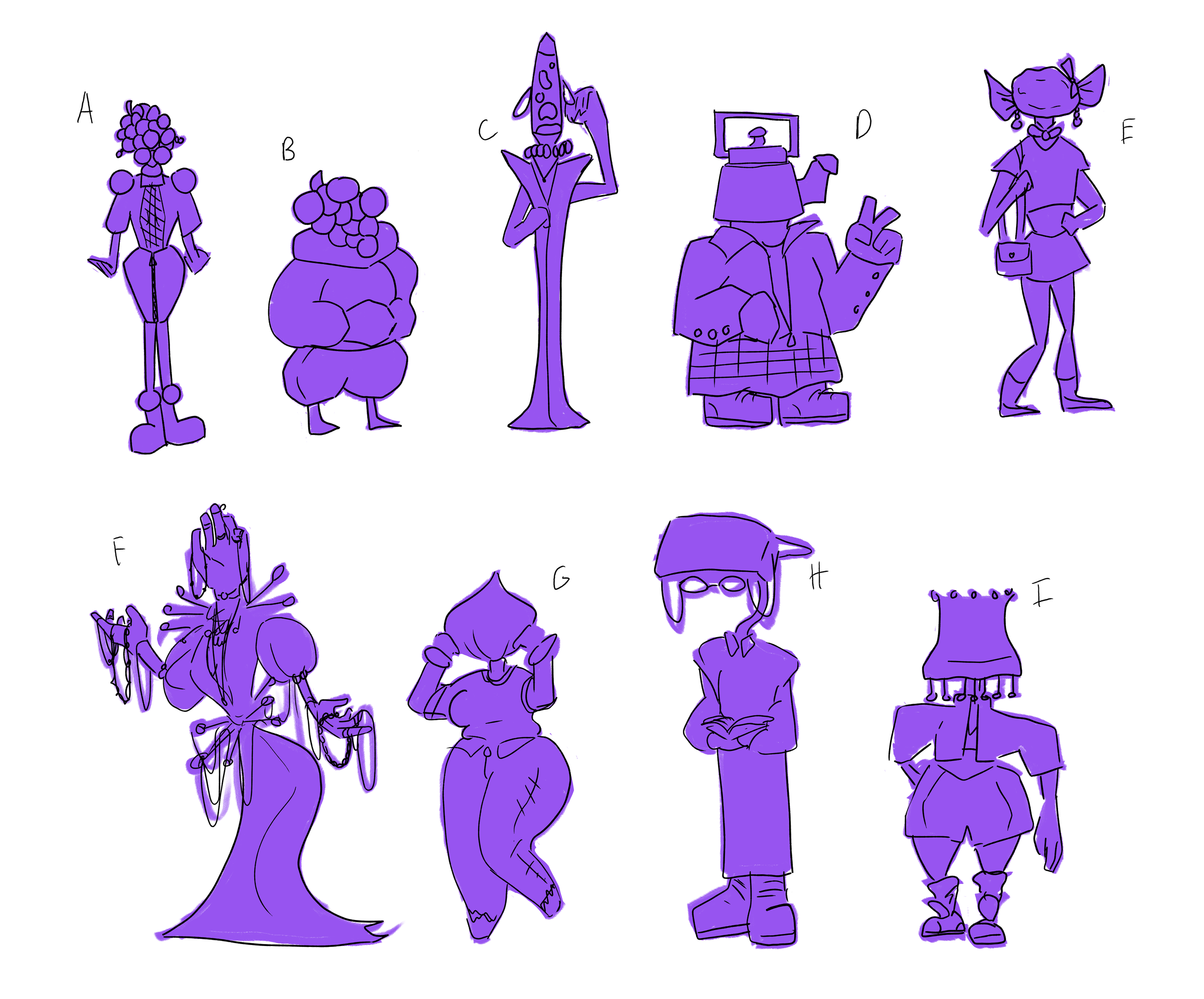 Sugar Character Ideation: Silhouettes