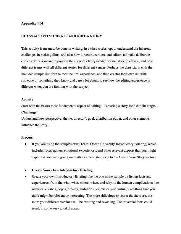 Class Activity: Edit A Story