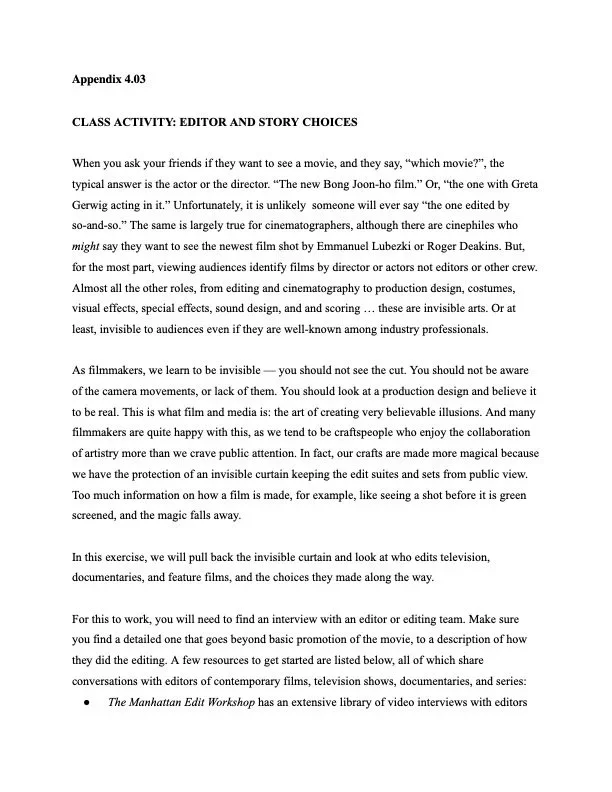 Class Activity: Editor and Choices