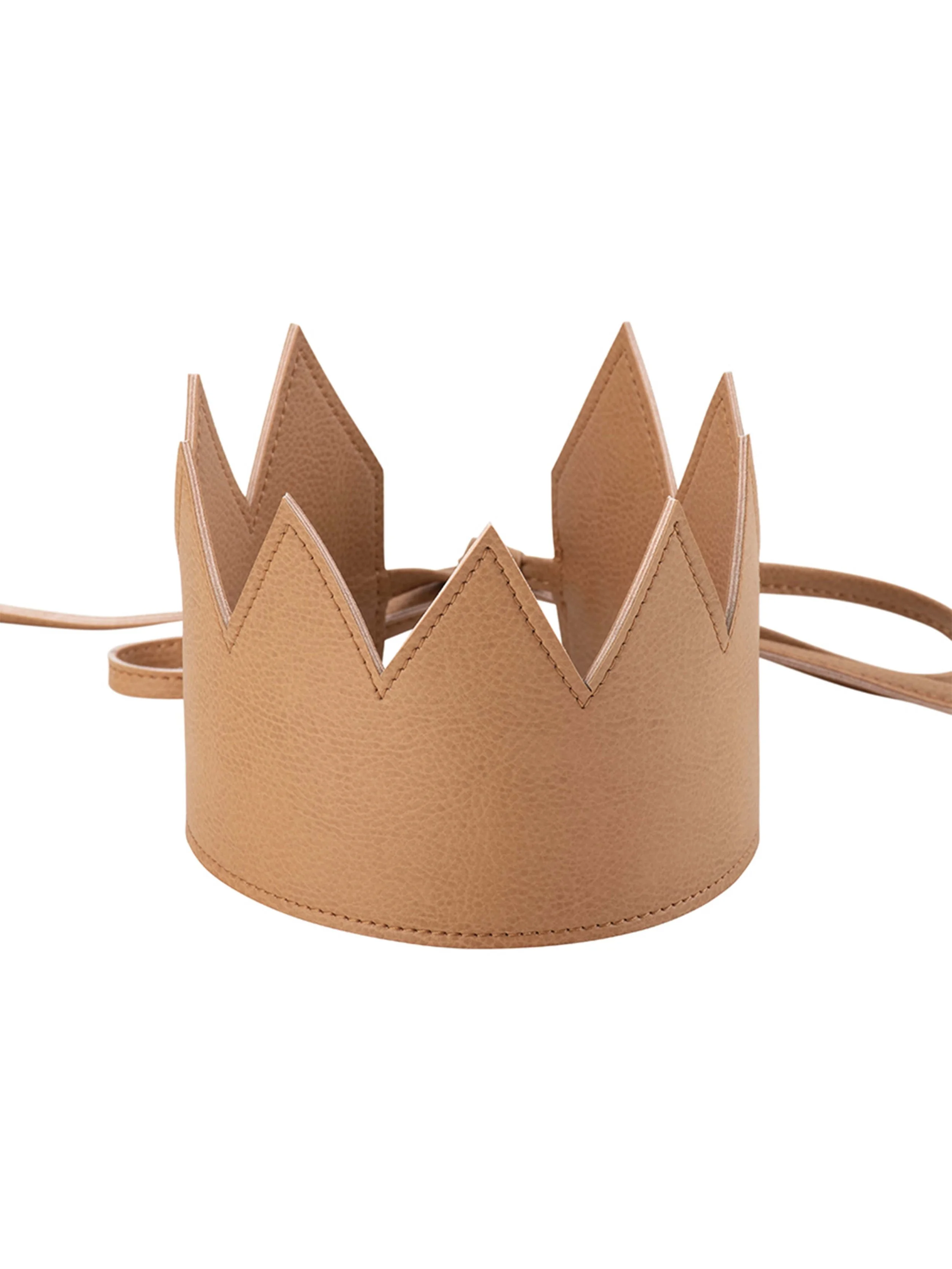 Kids Vegan Leather Crown – Tan