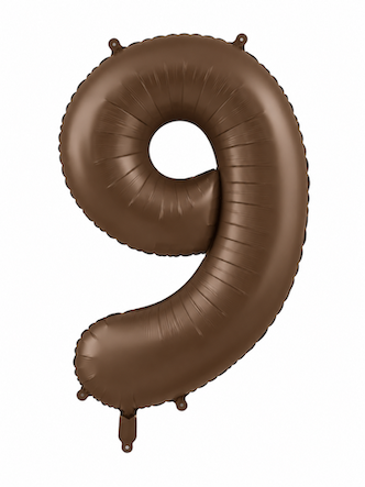 Chocolate Brown Metallic Number Nine Balloon.png