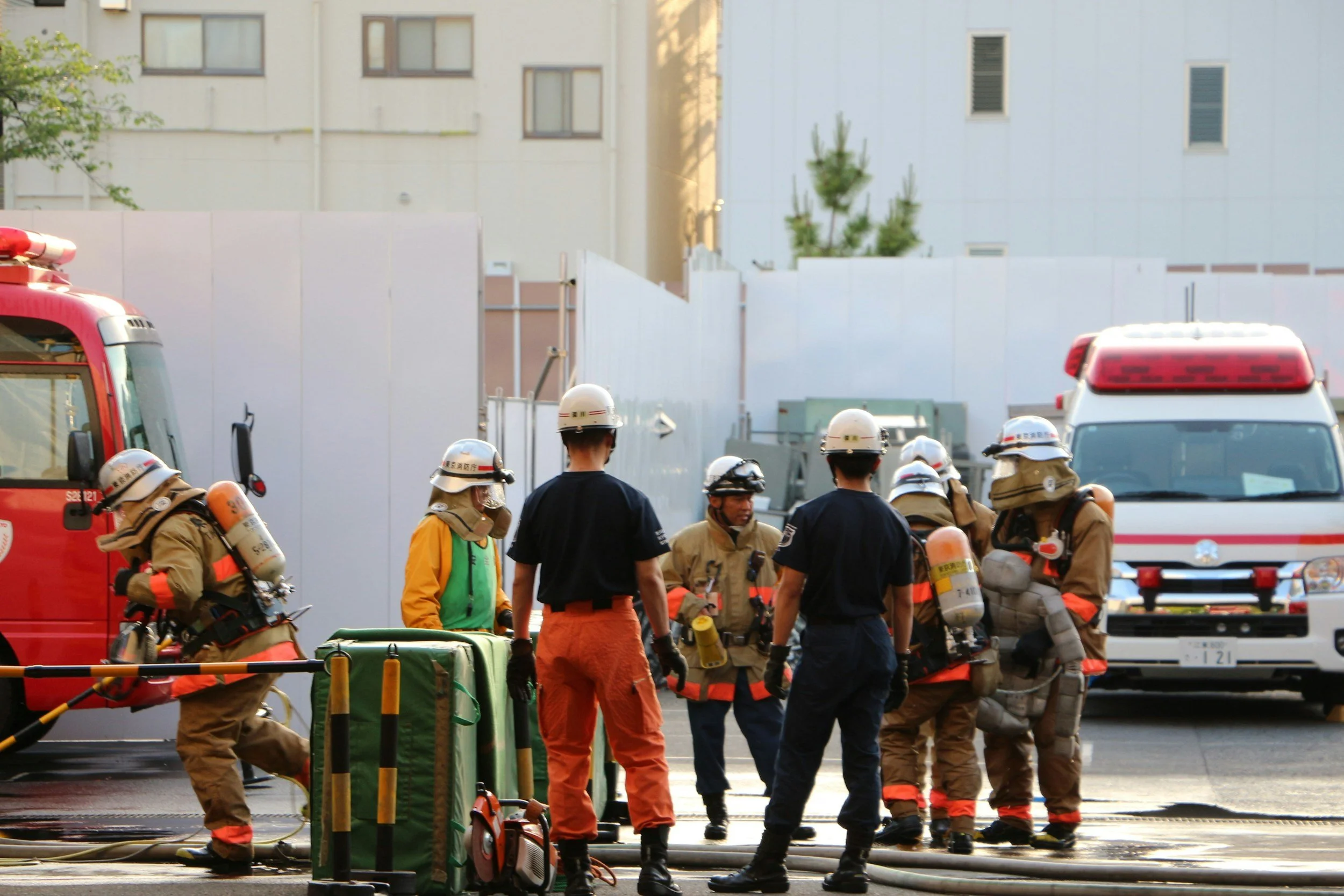 Emergency response personnel participating in coordinated team training