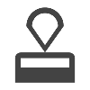 Silhouette of a location pin above a rectangular base