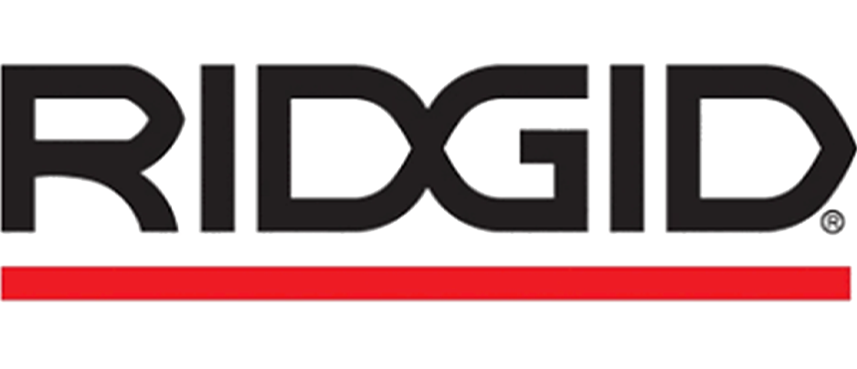 RIDGID logo with black text and a red line underneath.