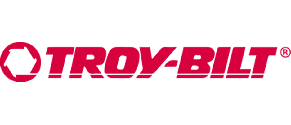 Troy-Bilt logo with a red hexagon symbol and bold red text.