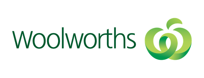 Woolworths logo with stylized green and yellow dollar sign icon.