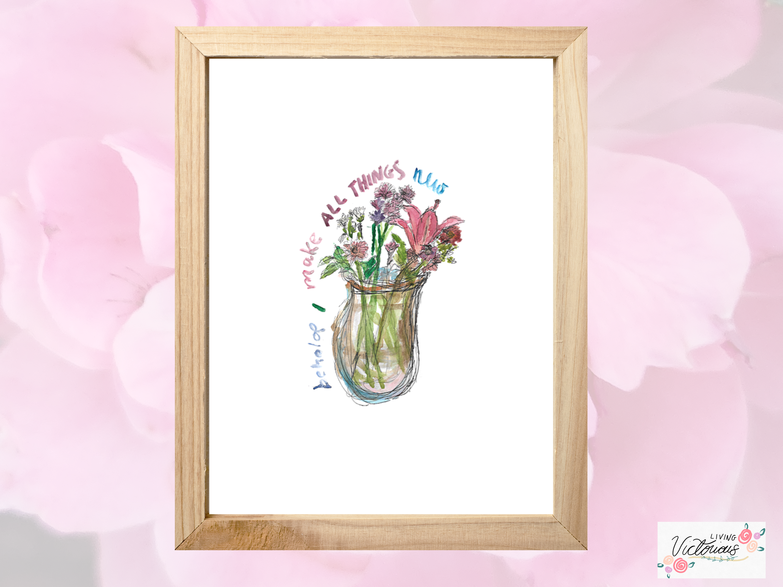 Catholic Floral Watercolor Large Art Print, "Behold"