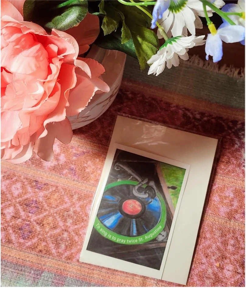 St. Augustine Record Player Catholic Card