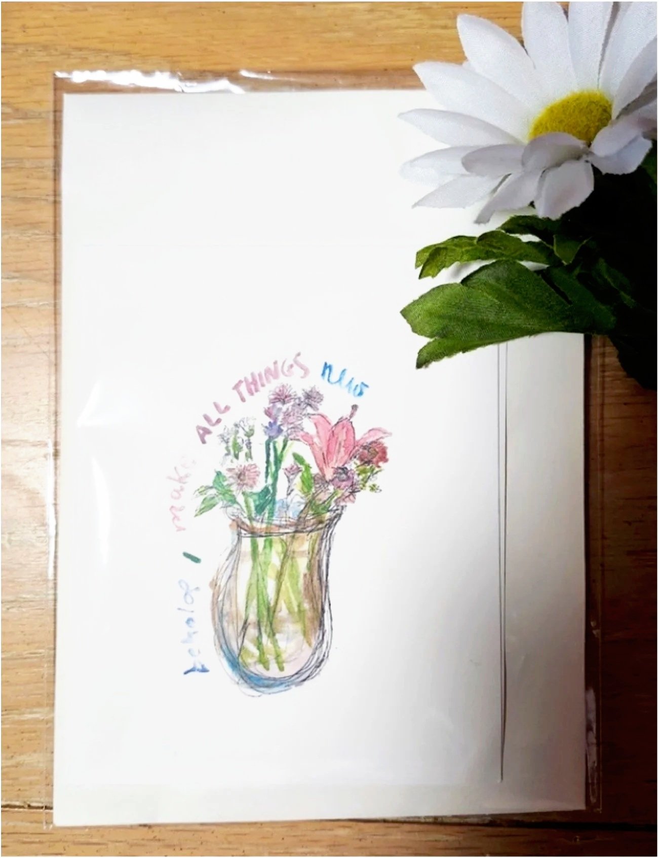Catholic Floral Watercolor Card, "Behold"