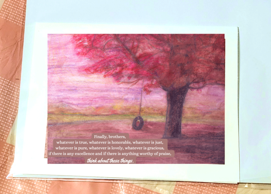 Philippians 4:8 Watercolor Card