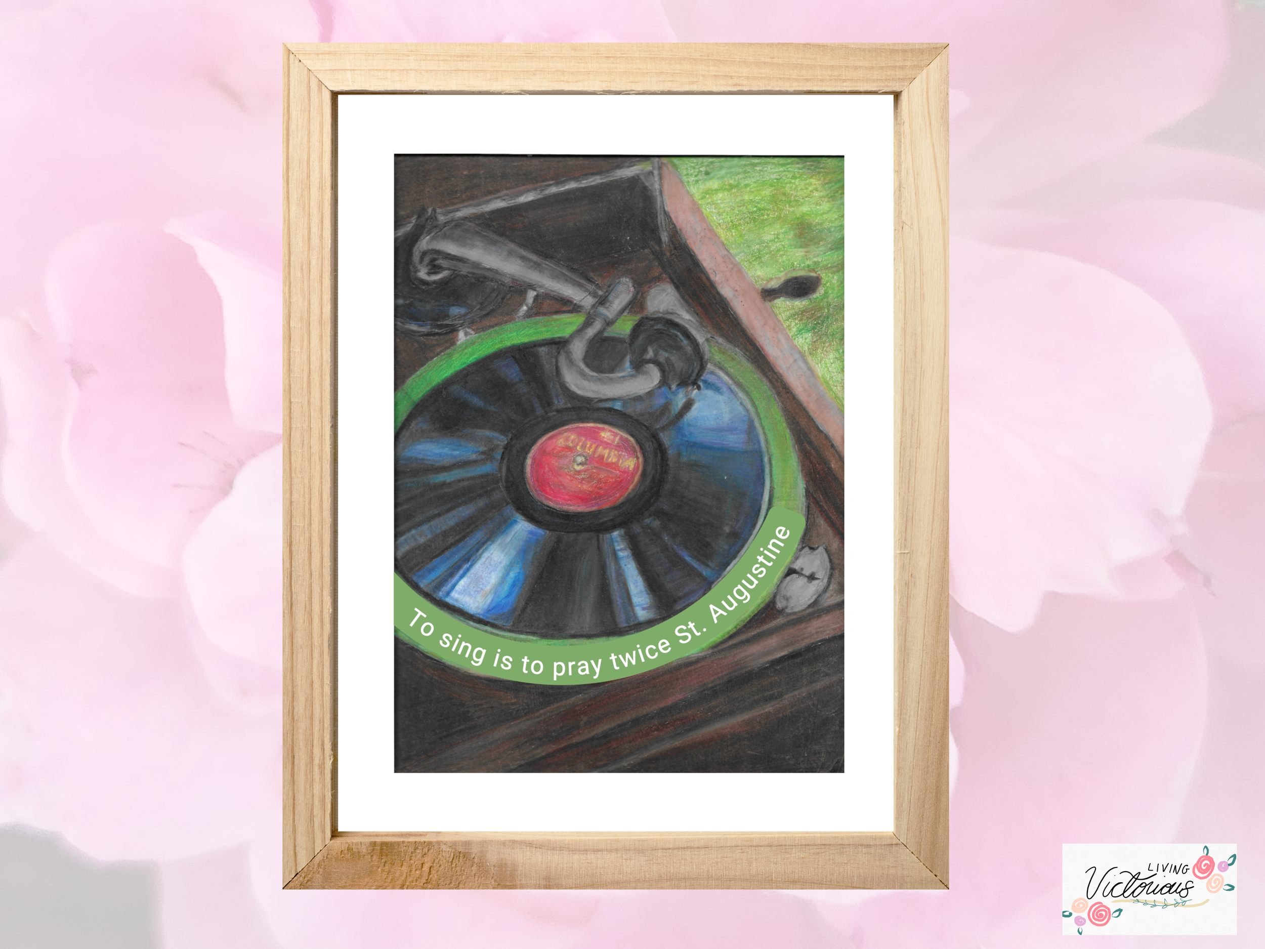 St. Augustine Record Player Large Catholic Art Print