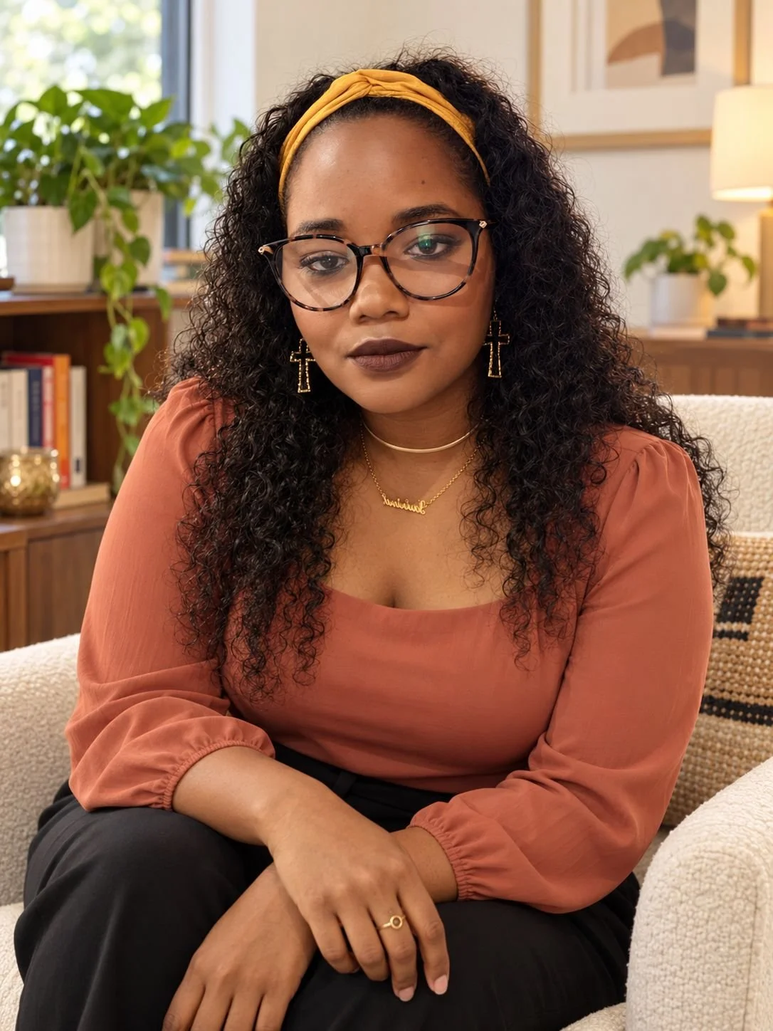 Latrina Ray Raddler seated in a warm, plant-filled office