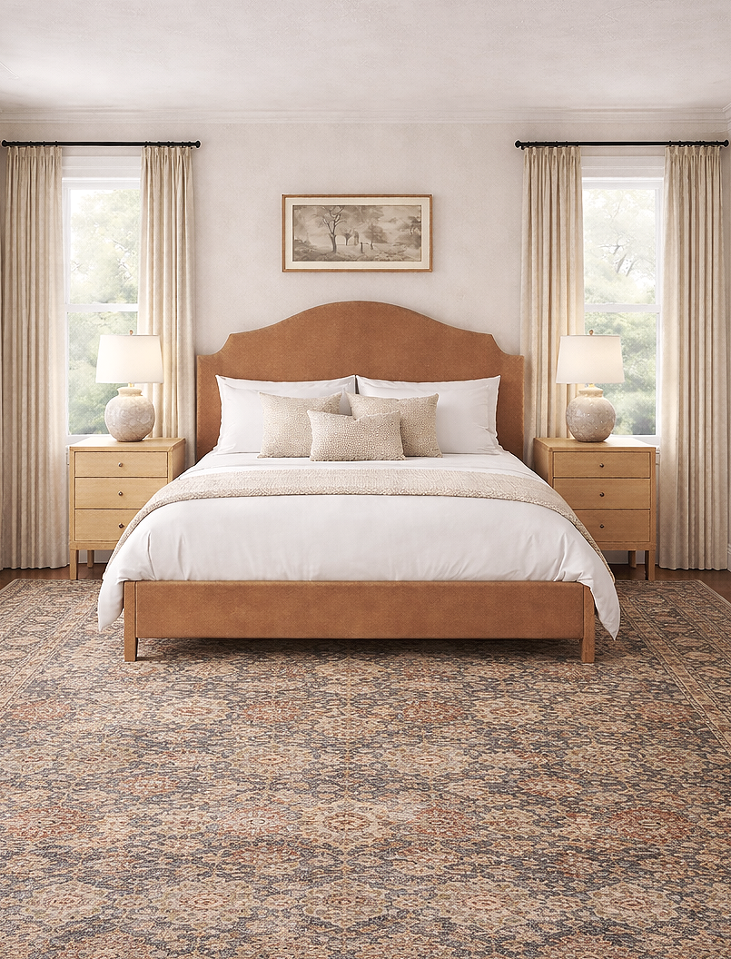 Camel+upholstered+bed+with+neutral+bedding%2C+light+wood+nightstands%2C+blue+accent+chair%2C+and+vintage+patterned+rug+in+an+organic+modern+bedroom.png