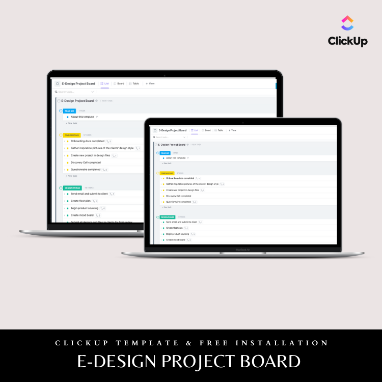 edesign interior design clickup template