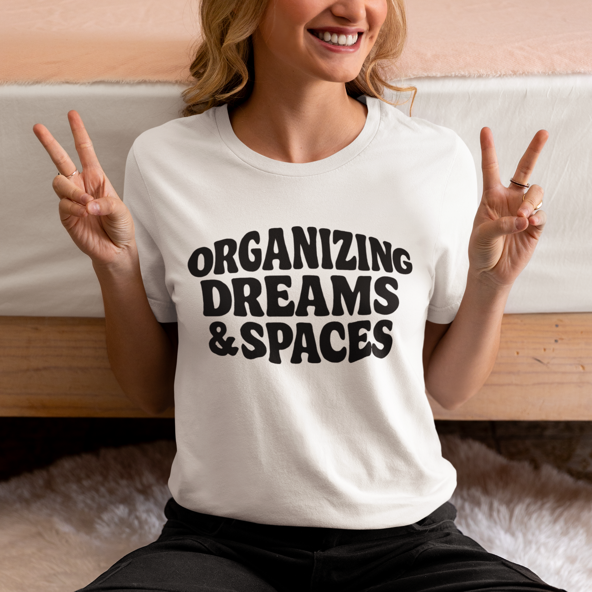 white tshirt for home organizers