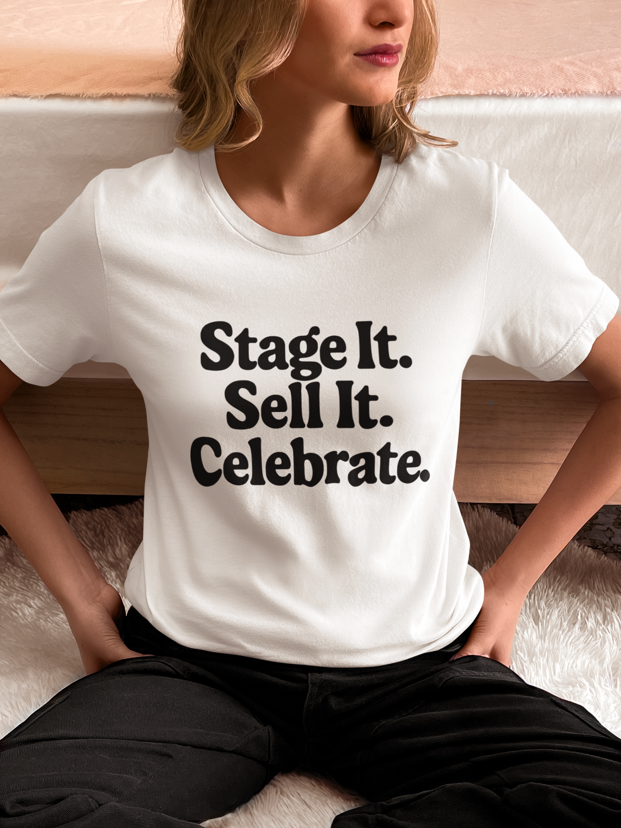 white Graphic Tee For Home Stagers