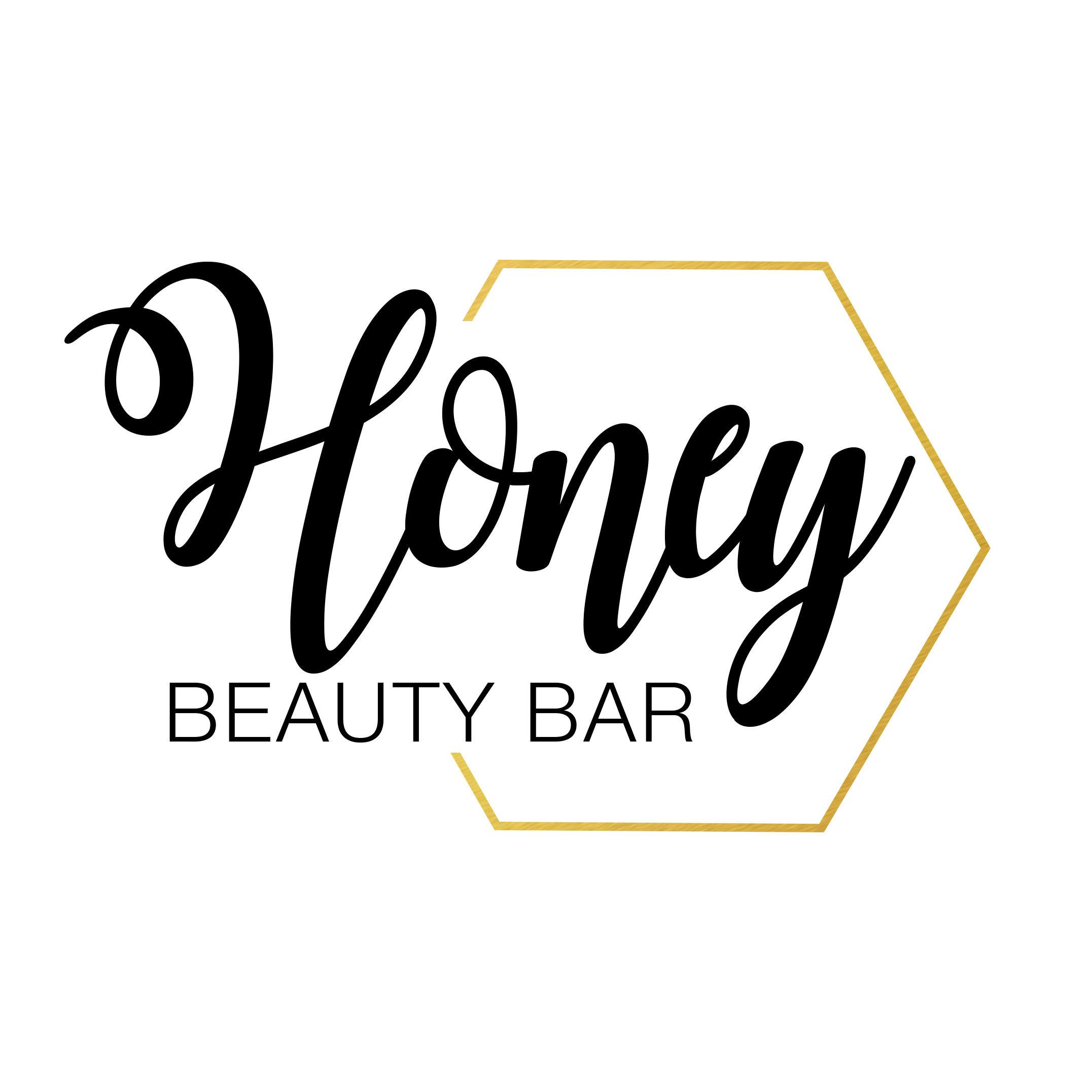 Black screen with gold-colored geometric design along the edges