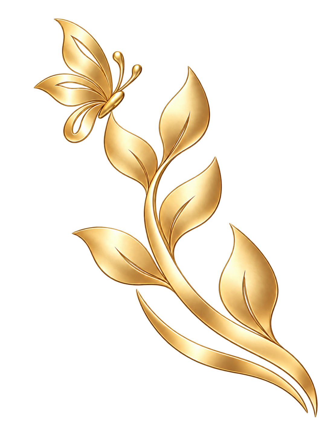 Gold botanical branch with butterfly representing Brilliant Living.