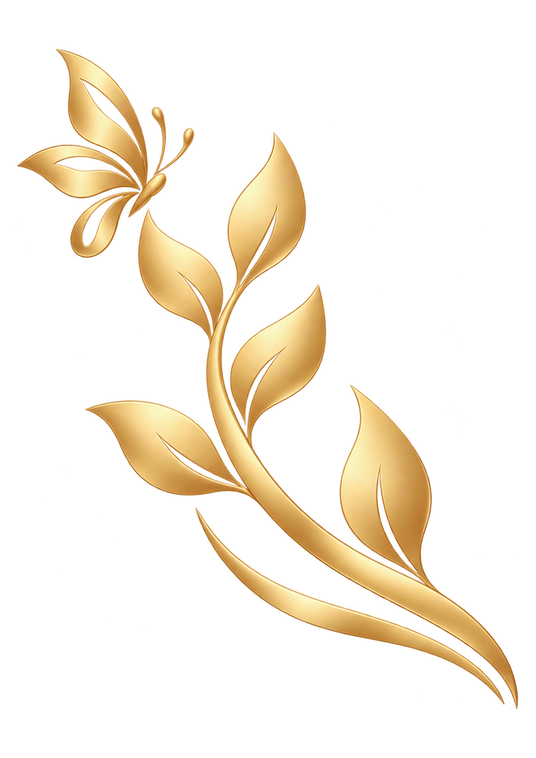 Gold botanical branch with butterfly representing Brilliant Living.