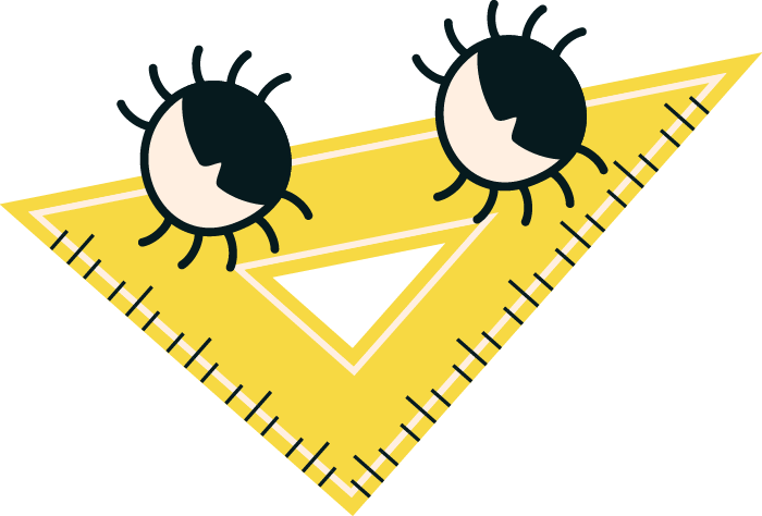 Decorative yellow ruler with cartoon eyes