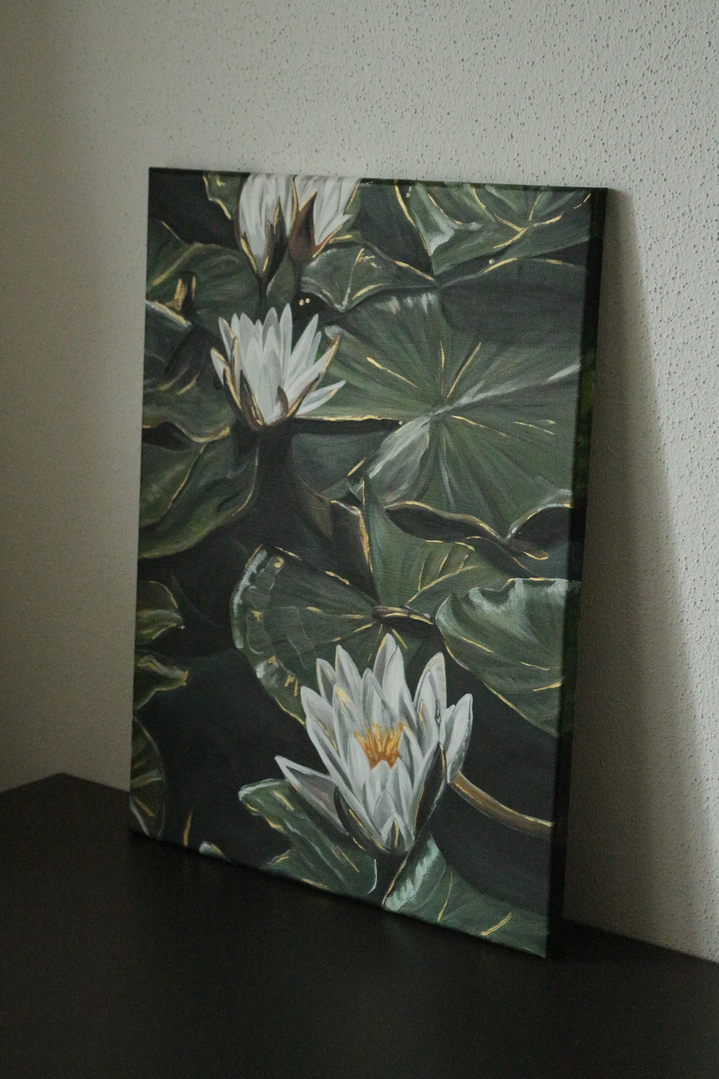 Golden Waterlilies | 40x50 cm, Acryl on Canvas