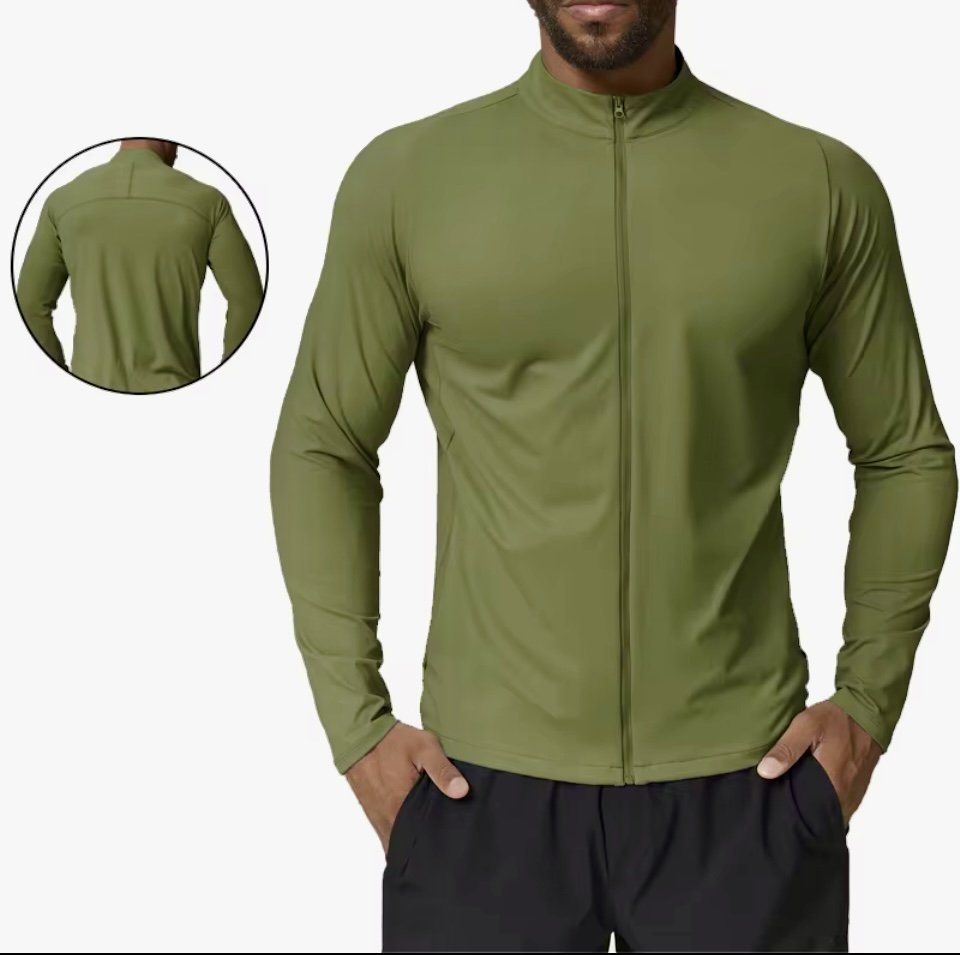 Stand Collar Olive Green Light Jacket